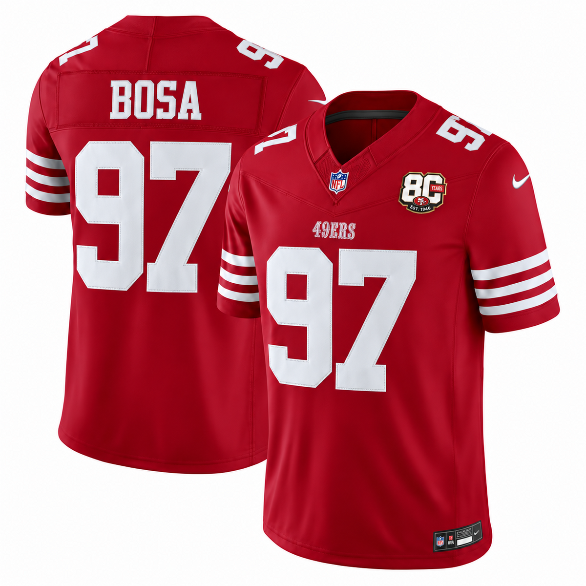 Men's Nick Bosa #97 San Francisco 49ers Team Vapor F.U.S.E. Stitched Limited Jersey