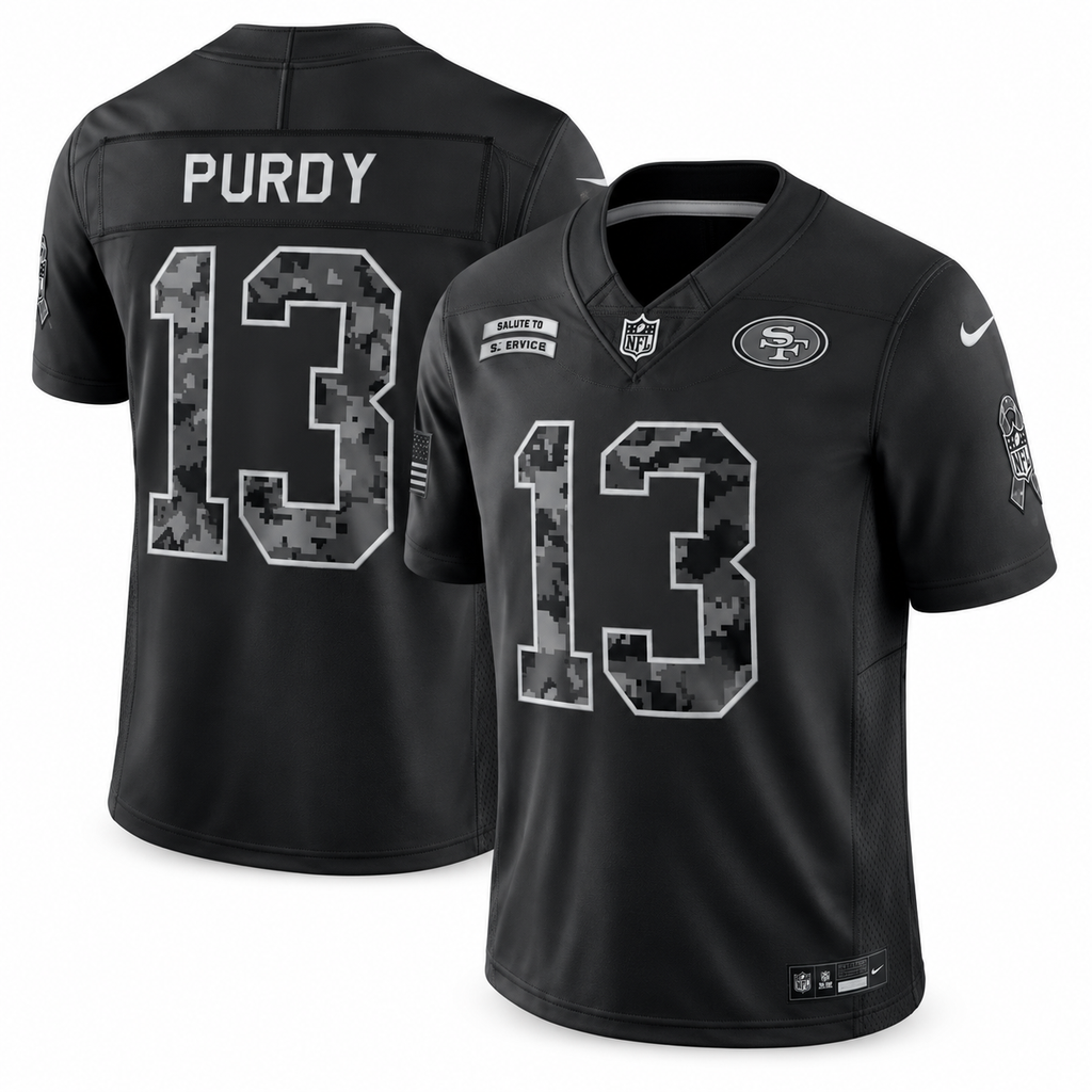 Men’s Brock Purdy #13 San Francisco 49ers 2026 Salute to Service Stitched Limited Jersey – Black