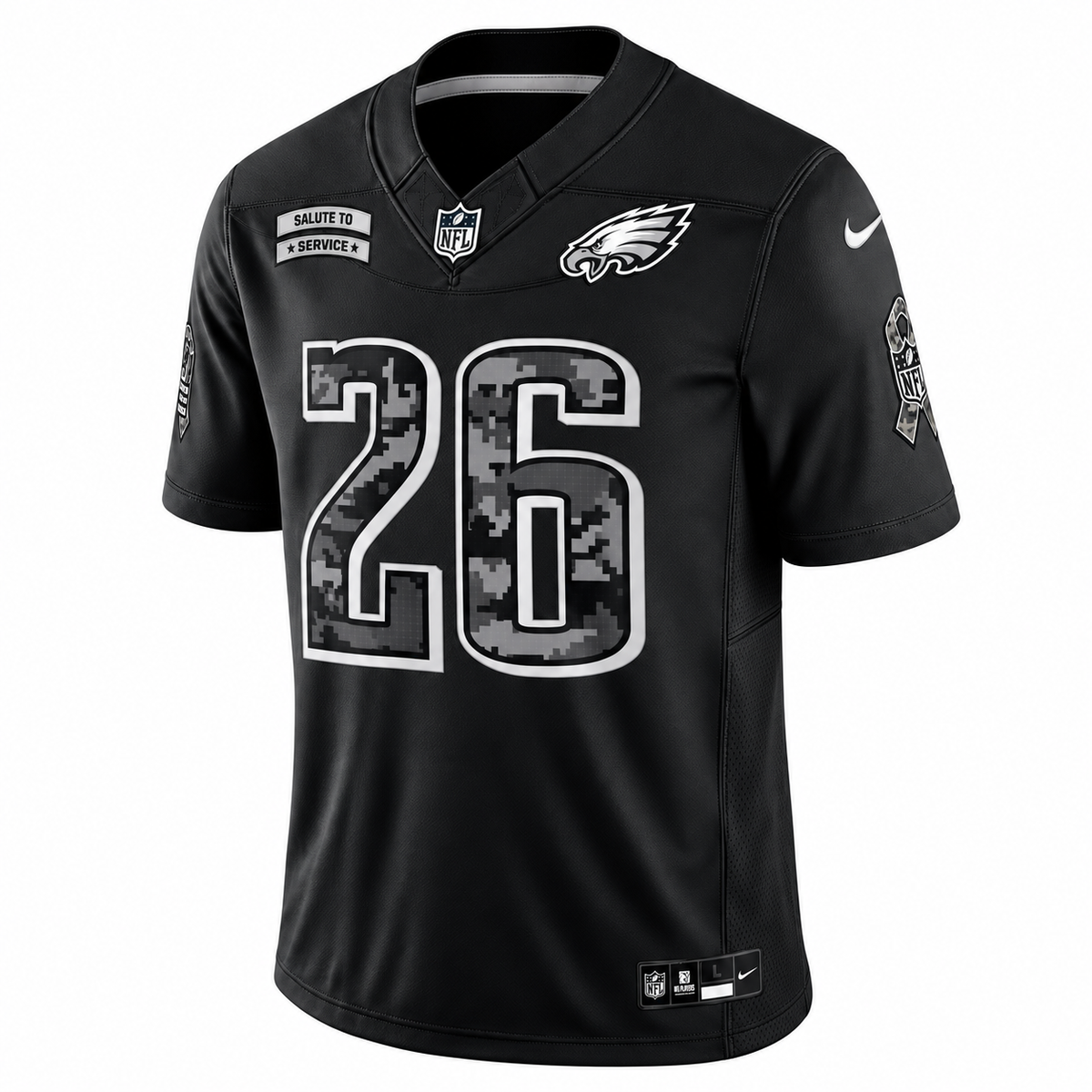 Men’s Saquon Barkley #26 Philadelphia Eagles Salute to Service Football Fan Jersey – Black