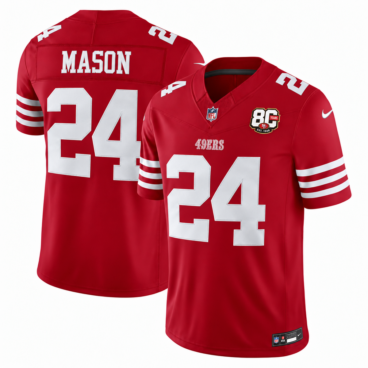 Men's Jordan Mason San Francisco 49ers Team Vapor F.U.S.E. Stitched Limited Jersey