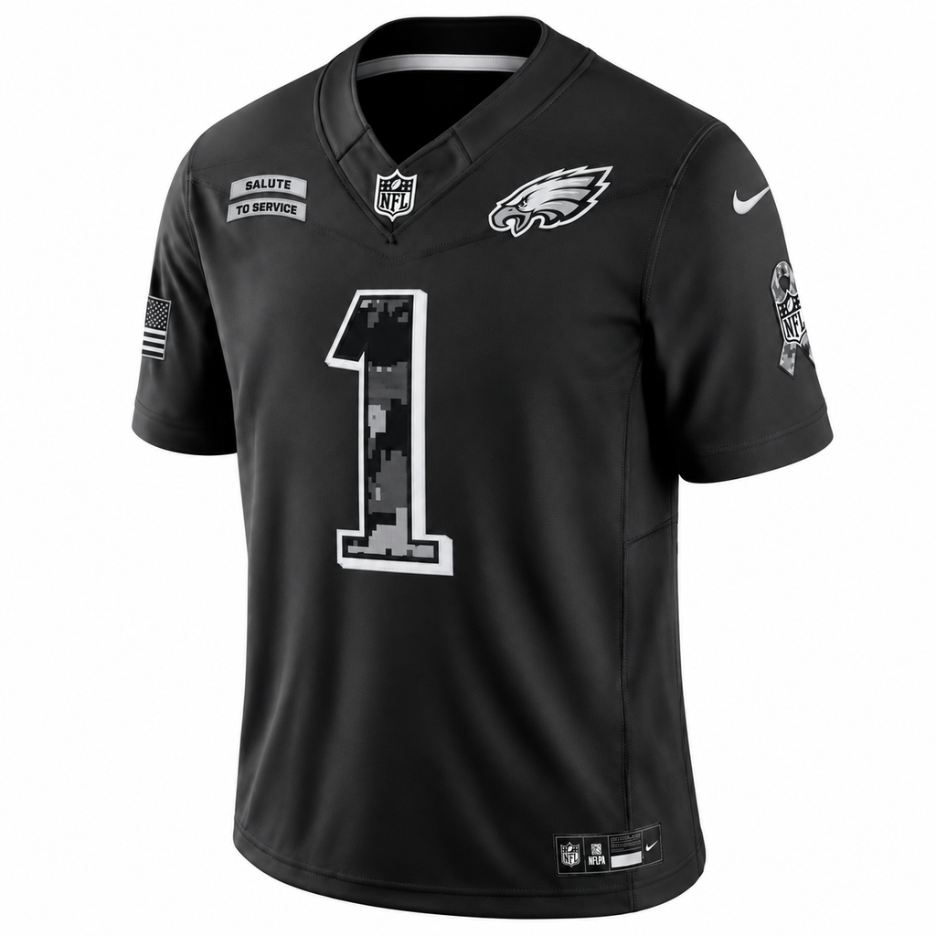 Men’s Jalen Hurts #1 Philadelphia Eagles Salute to Service Football Fan Jersey – Black