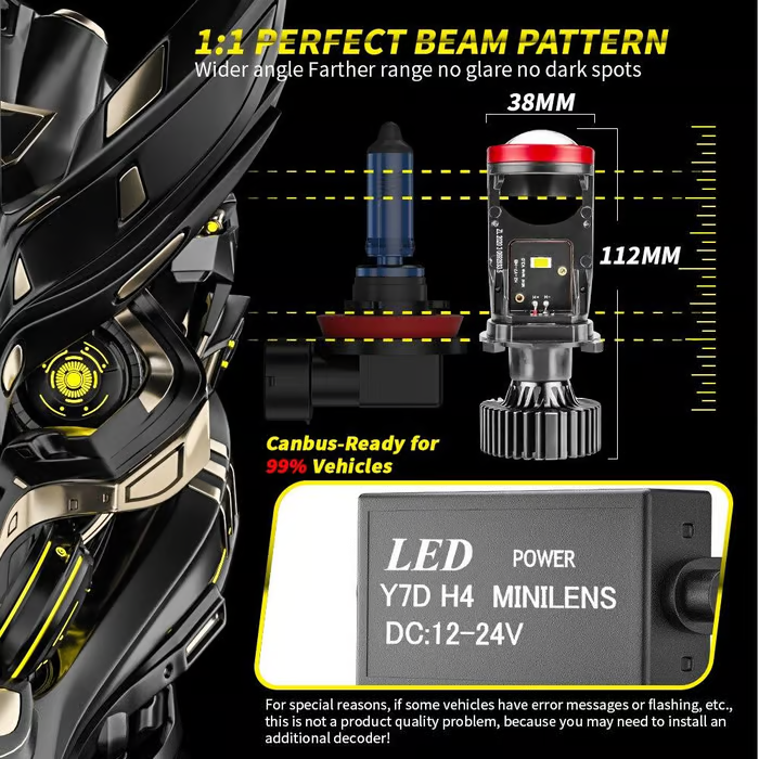 2-piece set🚗Upgrade your ride with the Y7D H4 LED Car Light 6000K 50W 4800LM Conversion Kit for High/Low Beams/Single-Piece Installation💡🔥 No modifications needed—easy installation!