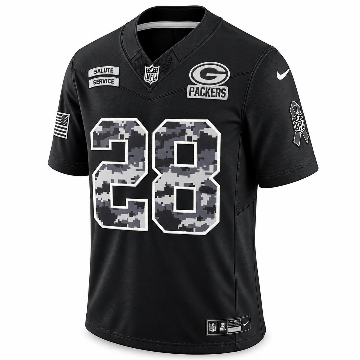 Men's Trey Smack Green Bay Packers 2026 Salute to Service Stitched Limited Jersey - Black