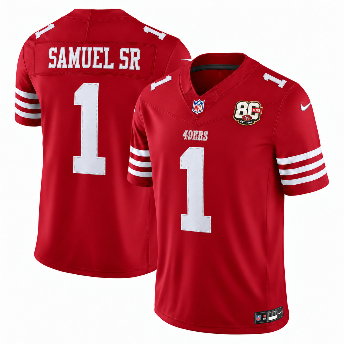 Men's Deebo Samuel Sr. #1 San Francisco 49ers Team Vapor F.U.S.E. Stitched Limited Jersey