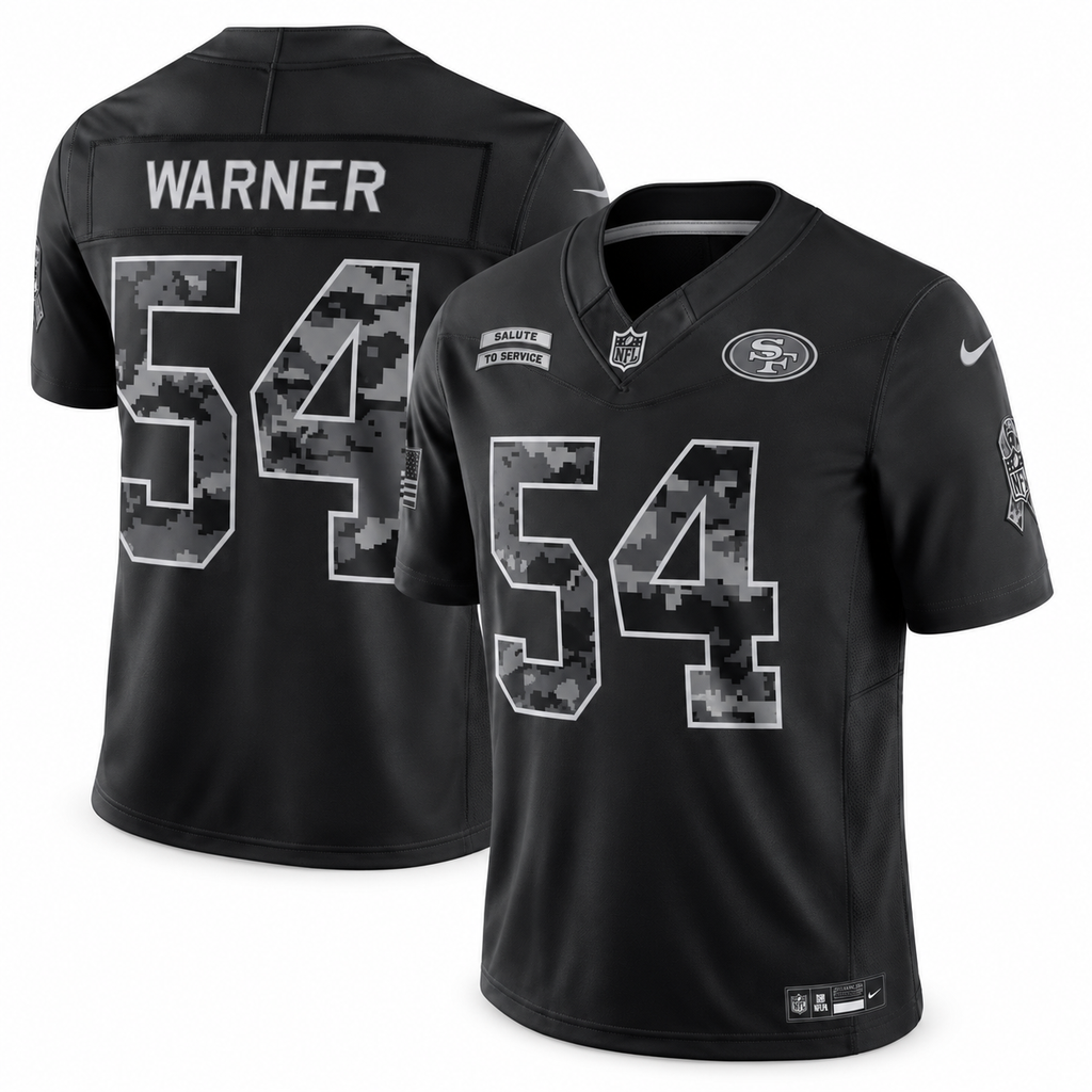 Men’s Fred Warner #54 San Francisco 49ers 2026 Salute to Service Stitched Limited Jersey – Black