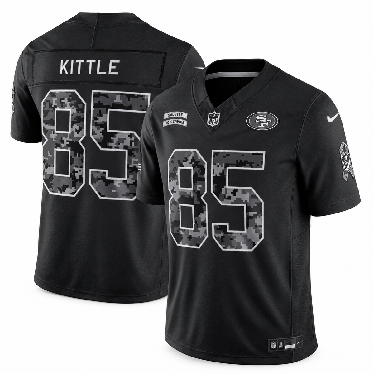 Men’s George Kittle #85 San Francisco 49ers 2026 Salute to Service Stitched Limited Jersey – Black